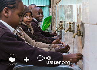 10$ donation to Water.org - Provides a lasting access to safe water for one person in the developing world. - AQUAOVO